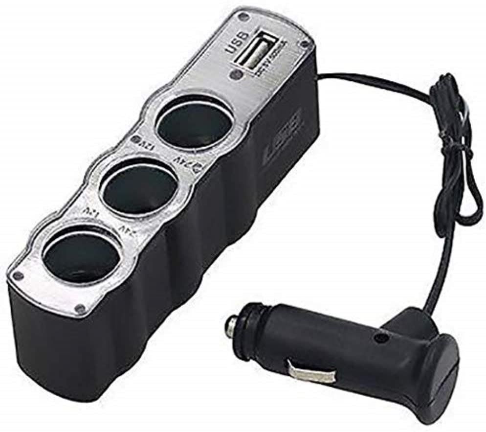 مأخذ ولاعة ومحول من ولاعة سيارة الى 3 ولاعات ومخرج USB 12:24 فولت WF-0120
