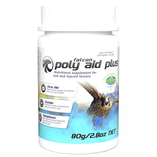 اسعافات أولية يعالج جميع الامراض بمستوى 80% في حال عدم وجود دكتور مشخص بودر 80غ FALCON POLY AID PLUS VETAFARM