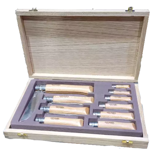 طقم سكاكين اوبينل بصندوق خشب 10 حبات جميع الاحجام 1194/7